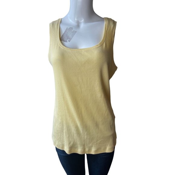 Chicos Women Knitted Tank Top Square Neck Sleeveless True Color Tees Yellow SZ 2 - Picture 2 of 5